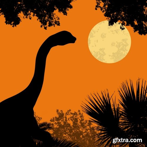 Vector collection picture dinosaur 25 EPS