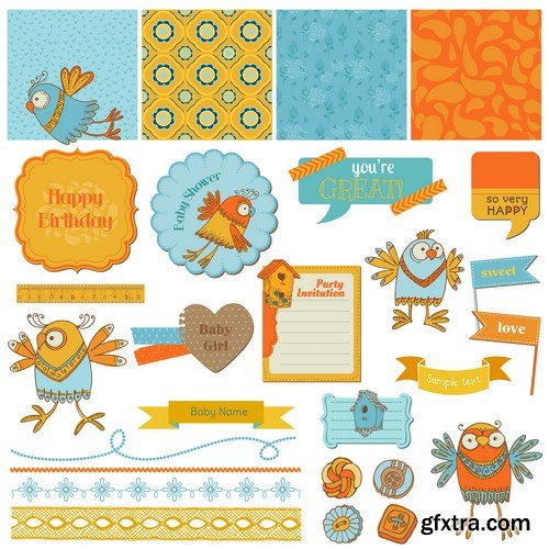 Design elements for baby scrapbook 11X EPS