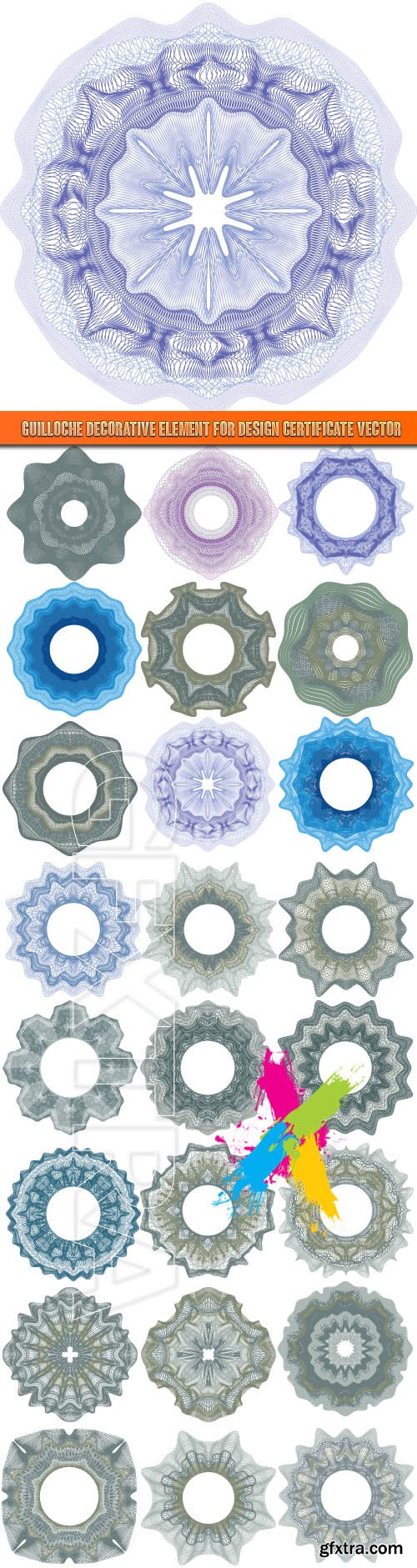 Guilloche decorative element for design certificate vector