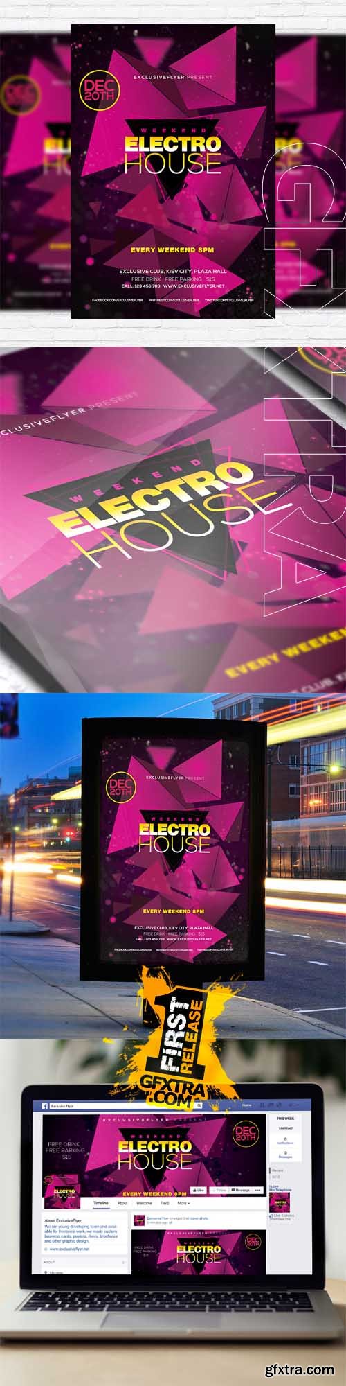 Electro House – Flyer Template + Facebook Cover