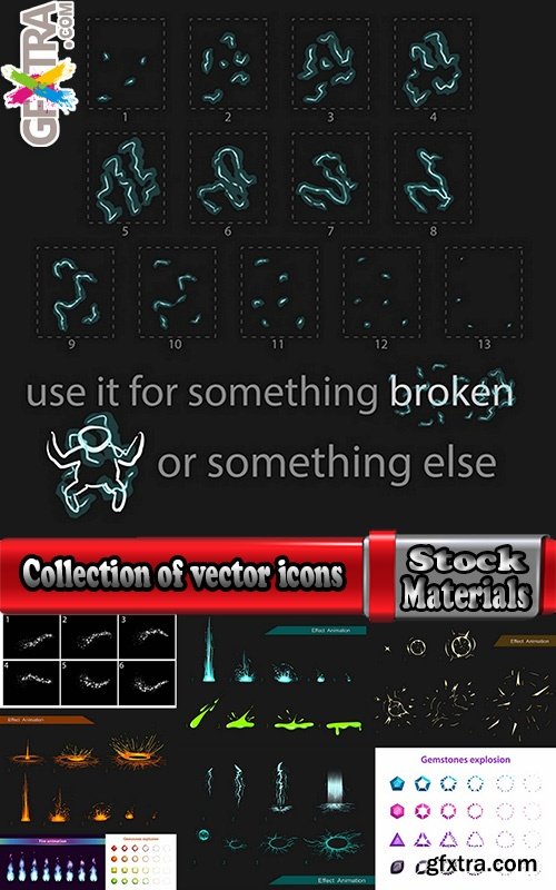 Collection of vector icons flat picture on various subject light effect it  4-25 EPS