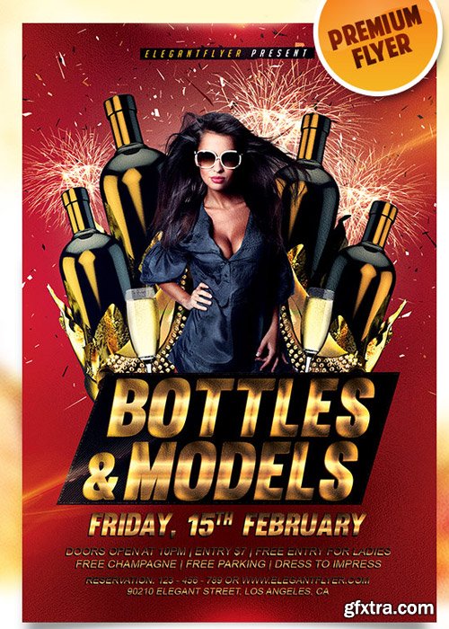 Bottle and Models Flyer PSD Template + Facebook Cover