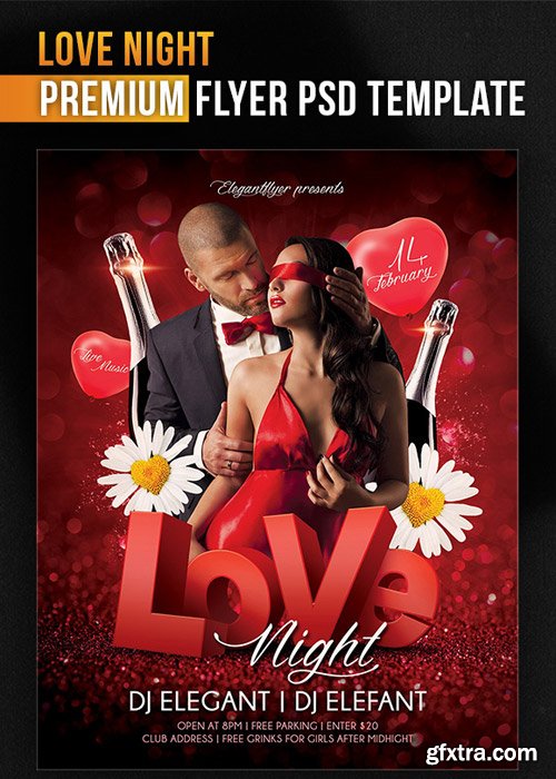 Love Night Flyer PSD Template + Facebook Cover