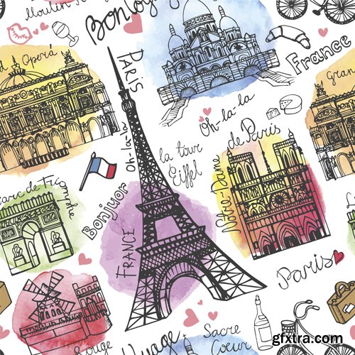 Download Paris seamless pattern 5 - Stock Vectors » GFxtra