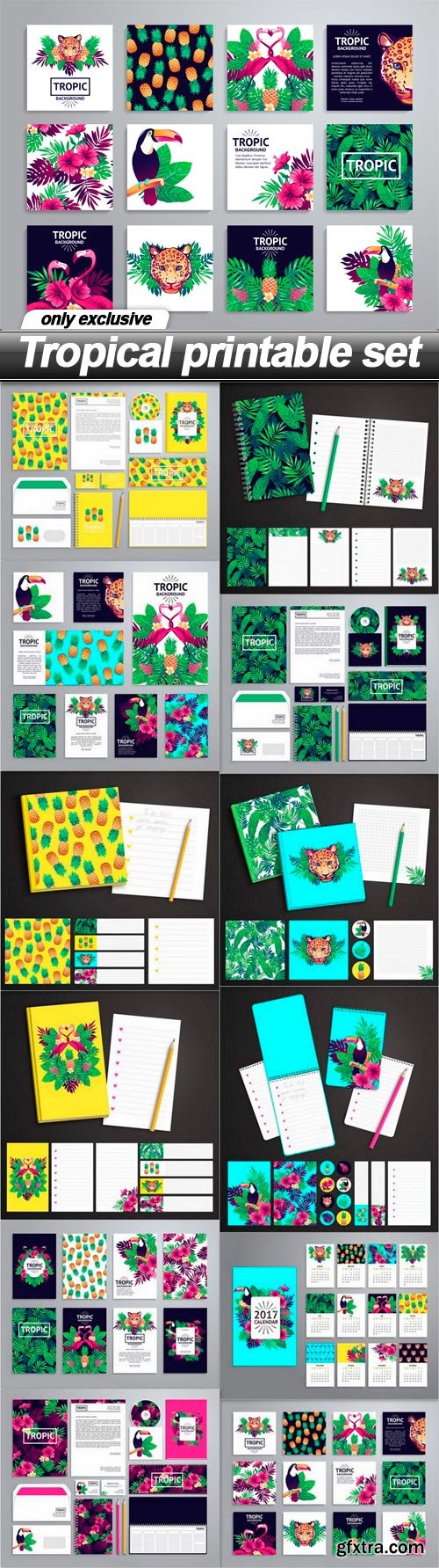 Tropical printable set - 12 EPS