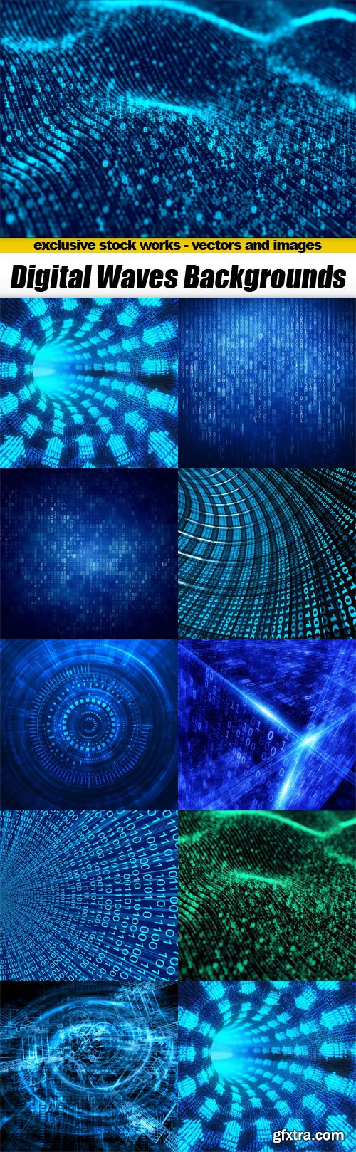 Digital Waves Backgrounds - 10x JPEGs