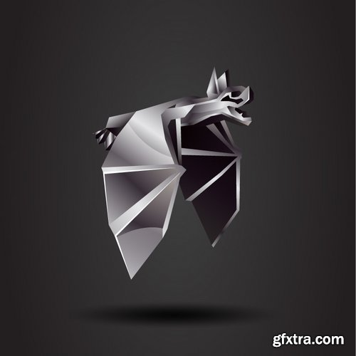 Collection of vector image of various animals in a chrome shell 25 EPS