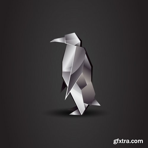 Collection of vector image of various animals in a chrome shell 25 EPS