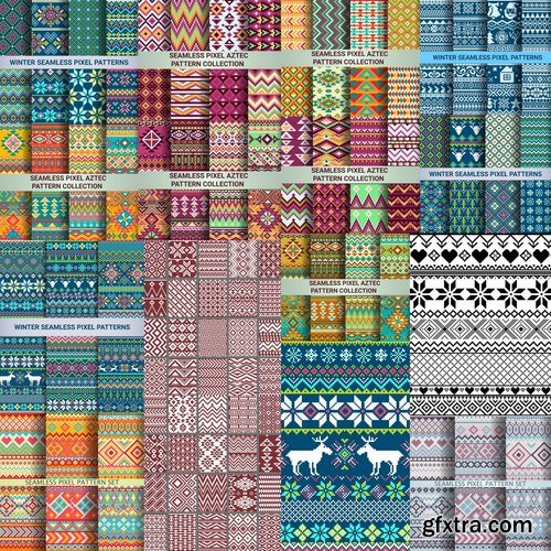 Collection vector picture template wallpaper pattern pixel background 25 EPS