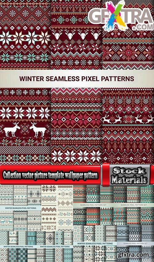 Collection vector picture template wallpaper pattern pixel background 25 EPS