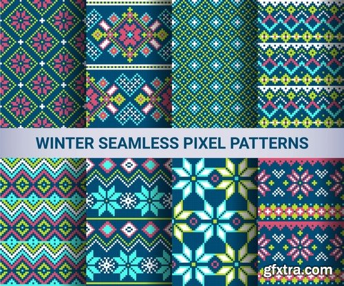 Collection vector picture template wallpaper pattern pixel background 25 EPS