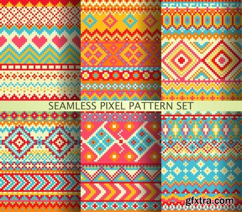 Collection vector picture template wallpaper pattern pixel background 25 EPS