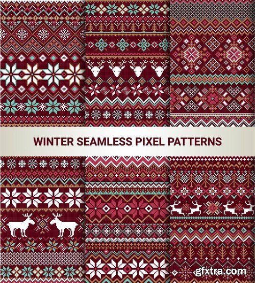 Collection vector picture template wallpaper pattern pixel background 25 EPS