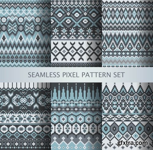 Collection vector picture template wallpaper pattern pixel background 25 EPS