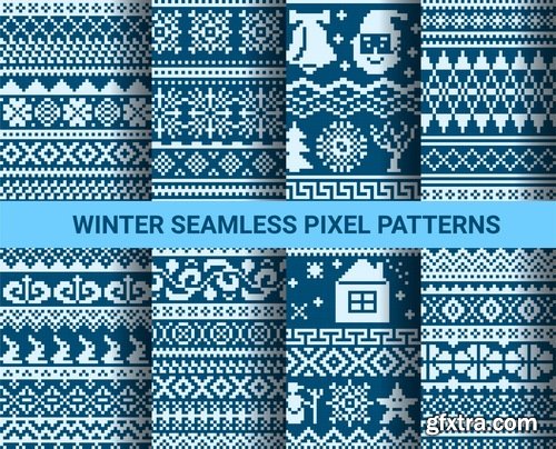 Collection vector picture template wallpaper pattern pixel background 25 EPS