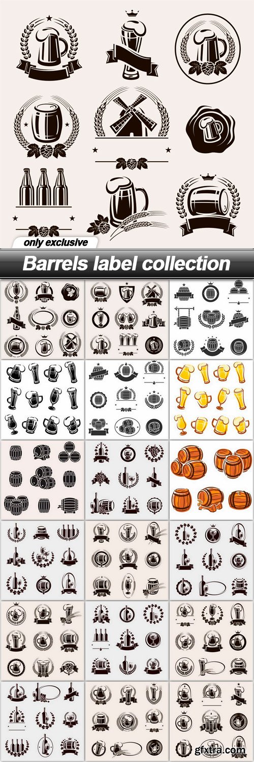 Barrels label collection - 19 EPS