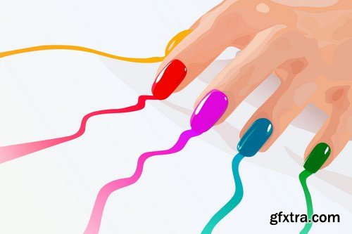 Fingers with colorful nail polish 10X JPEG