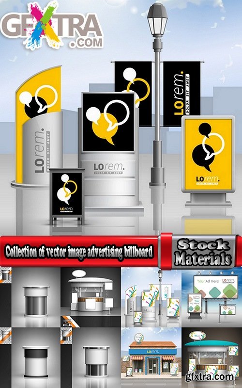 Collection of vector image advertising billboard ad store showcase 25 EPS