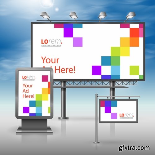 Collection of vector image advertising billboard ad store showcase 25 EPS