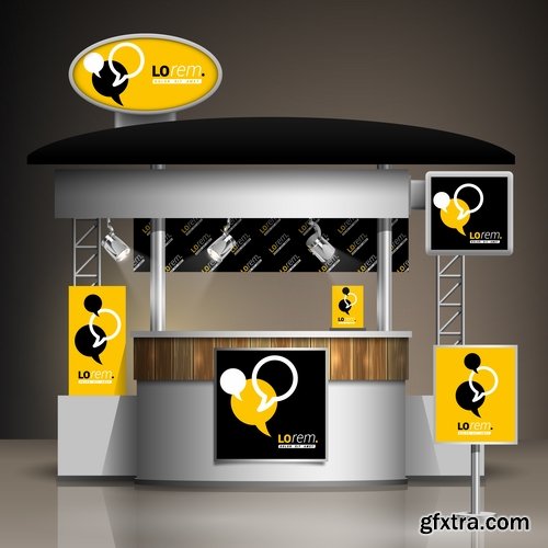 Collection of vector image advertising billboard ad store showcase 25 EPS