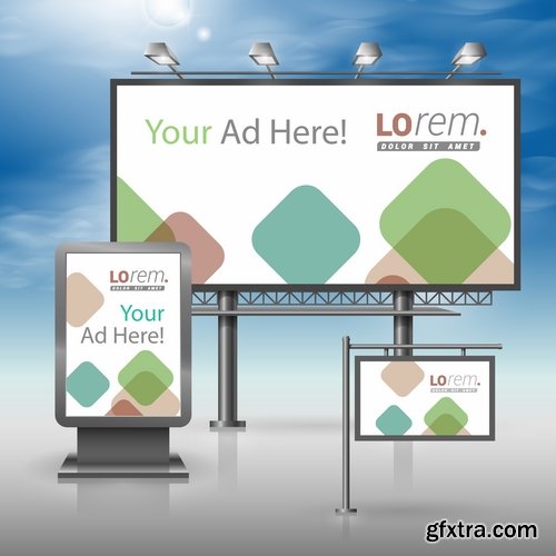 Collection of vector image advertising billboard ad store showcase 25 EPS