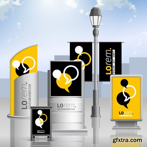 Collection of vector image advertising billboard ad store showcase 25 EPS