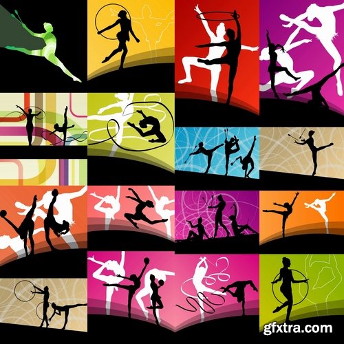 Collection picture vector girl woman athlete sports gymnastics 25 EPS