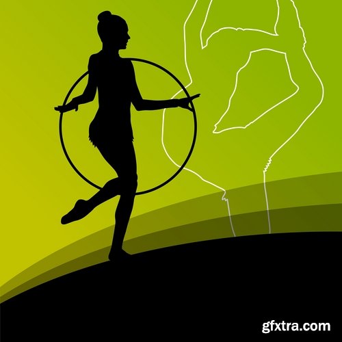 Collection picture vector girl woman athlete sports gymnastics 25 EPS