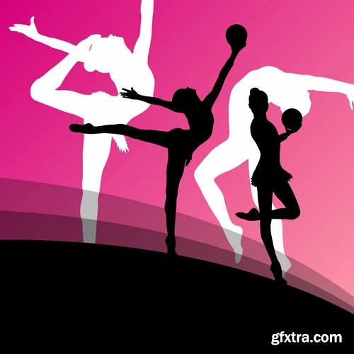 Collection picture vector girl woman athlete sports gymnastics 25 EPS