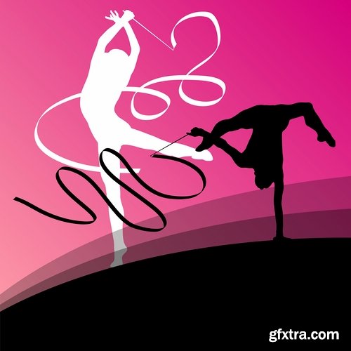 Collection picture vector girl woman athlete sports gymnastics 25 EPS