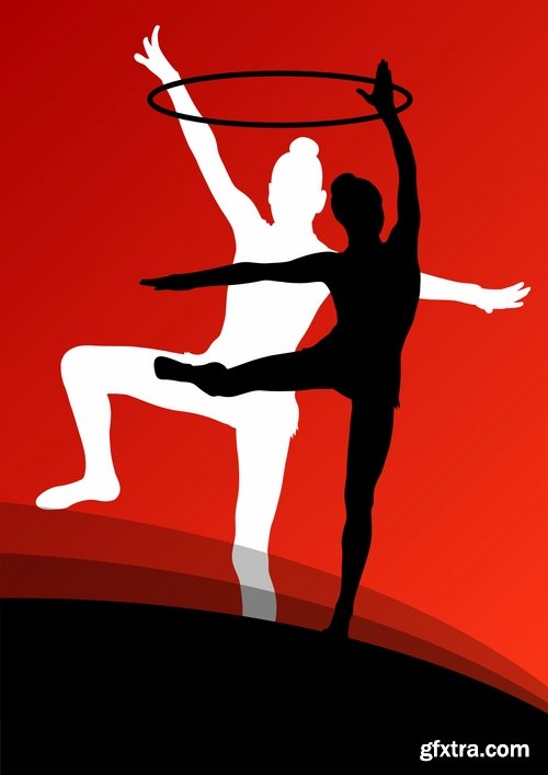 Collection picture vector girl woman athlete sports gymnastics 25 EPS