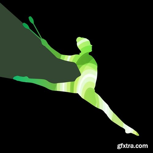 Collection picture vector girl woman athlete sports gymnastics 25 EPS