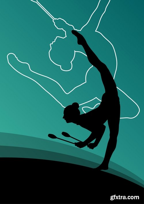 Collection picture vector girl woman athlete sports gymnastics 25 EPS