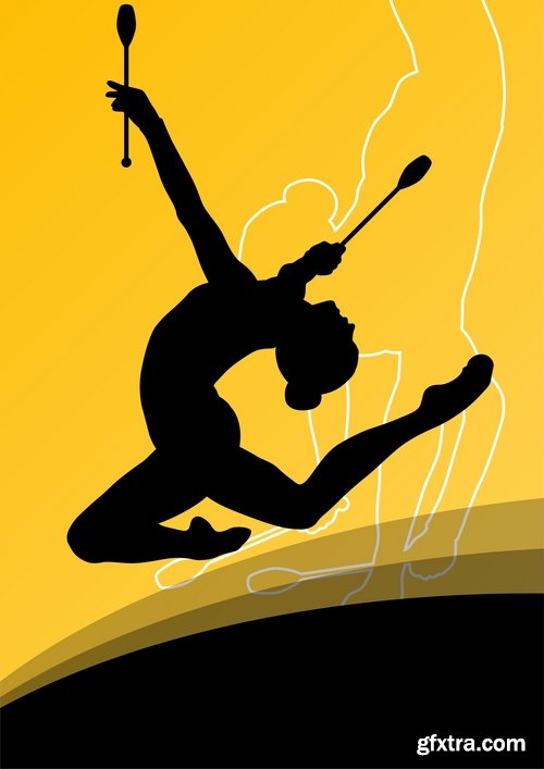 Collection picture vector girl woman athlete sports gymnastics 25 EPS