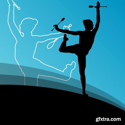 Collection picture vector girl woman athlete sports gymnastics 25 EPS