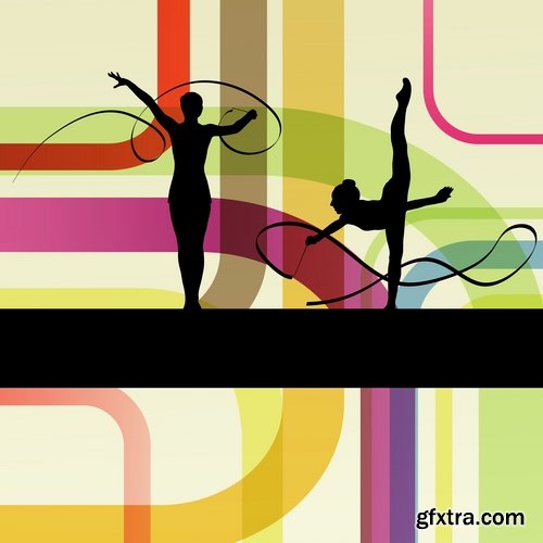 Collection picture vector girl woman athlete sports gymnastics 25 EPS