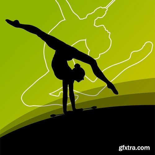 Collection picture vector girl woman athlete sports gymnastics 25 EPS