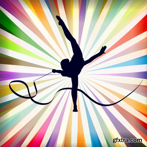 Collection picture vector girl woman athlete sports gymnastics 25 EPS