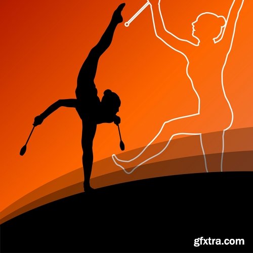 Collection picture vector girl woman athlete sports gymnastics 25 EPS