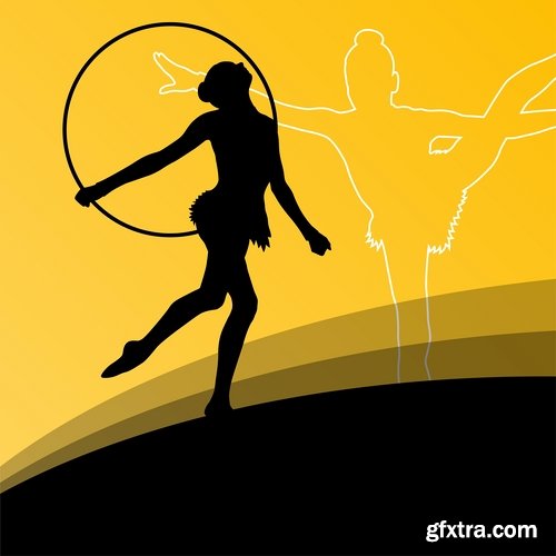 Collection picture vector girl woman athlete sports gymnastics 25 EPS