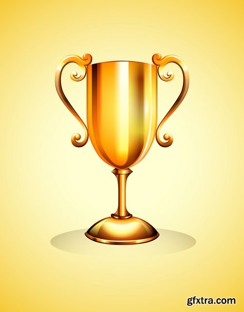 Collection of vector image Cup winner\'s prize medal victory 25 EPS