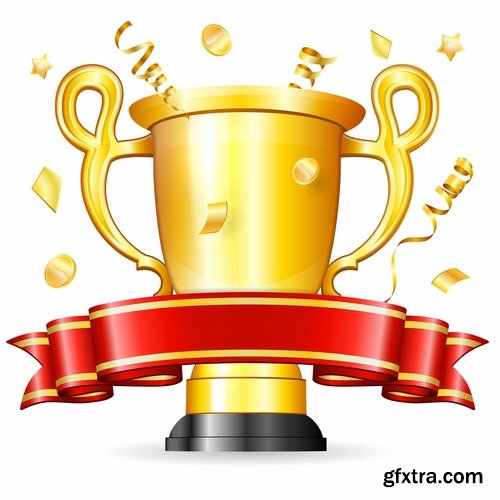 Collection of vector image Cup winner\'s prize medal victory 25 EPS