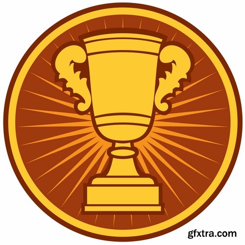 Collection of vector image Cup winner\'s prize medal victory 25 EPS