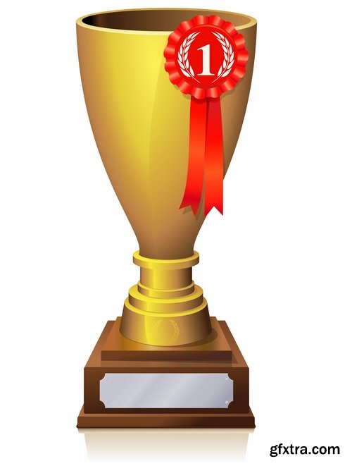 Collection of vector image Cup winner\'s prize medal victory 25 EPS