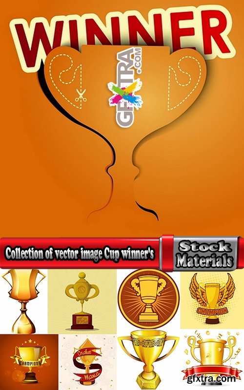 Collection of vector image Cup winner\'s prize medal victory 25 EPS