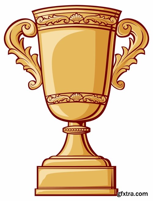 Collection of vector image Cup winner\'s prize medal victory 25 EPS