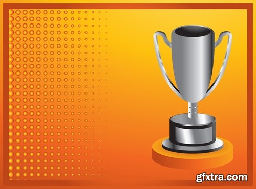 Collection of vector image Cup winner\'s prize medal victory 25 EPS