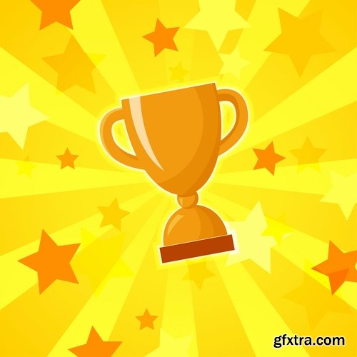 Collection of vector image Cup winner\'s prize medal victory 25 EPS