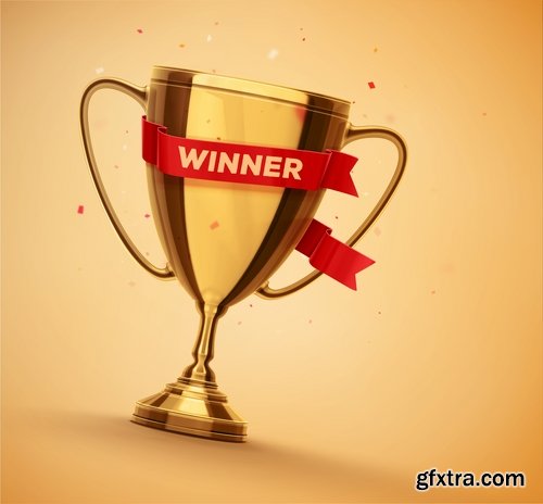 Collection of vector image Cup winner\'s prize medal victory 25 EPS