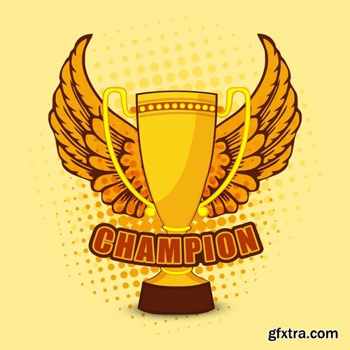 Collection of vector image Cup winner\'s prize medal victory 25 EPS